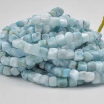 High Quality Grade A Natural Larimar Semi-precious Gemstone Faceted Cube Beads - 5mm - 6mm - 15.5" strand High Quality Grade A Natural Larimar Semi-precious Gemstone Faceted Cube Beads - 5mm - 6mm - 15.5" strand