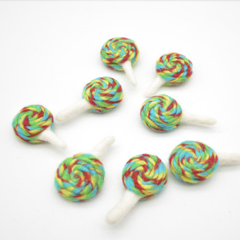 Felt Swirl Lollipops - 4 Count - approx 6.5cm - 7cm x 4cm x 2.5cm - Rainbow