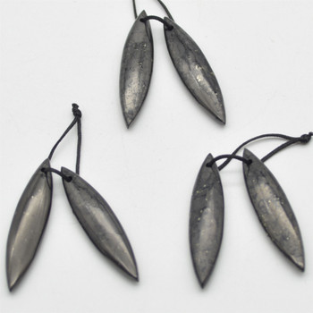 Natural Shungite Marquise Shaped Semi-precious Gemstone Earrings / Pendants - Approx 4.5cm x 1cm - 1 pair Natural Shungite Marquise Shaped Semi-precious Gemstone Earrings / Pendants - Approx 4.5cm x 1cm - 1 pair