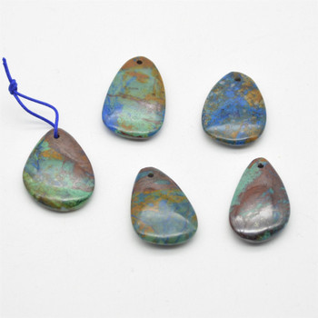 Natural Azurite Malachite Teardrop Semi-precious Gemstone Pendant - approx 2.5cm - 3.5cm - 1 Count Natural Azurite Malachite Teardrop Semi-precious Gemstone Pendant - approx 2.5cm - 3.5cm - 1 Count