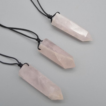 Natural Rose Quartz Semi-precious Gemstone Point Pendant - 4cm - 5cm - 1 Count Natural Rose Quartz Semi-precious Gemstone Point Pendant - 4cm - 5cm - 1 Count