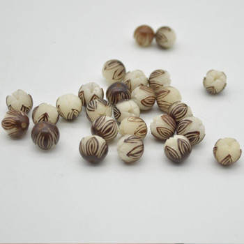 Natural Ivory White Bodhi Root Carved Lotus Flower Mala Prayer Beads - 10mm Size - 10 Count Natural Ivory White Bodhi Root Carved Lotus Flower Mala Prayer Beads - 10mm Size - 10 Count