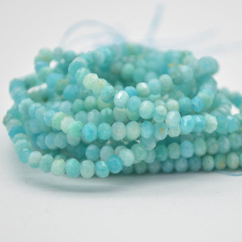 High Quality Grade A Natural Peruvian Amazonite Semi-precious Gemstone FACETED Lantern style Round Beads - 4mm - 15.5" strand High Quality Grade A Natural Peruvian Amazonite Semi-precious Gemstone FACETED Lantern style Round Beads - 4mm - 15.5" strand