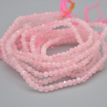 High Quality Grade A Natural Rose Quartz Semi-precious Gemstone FACETED Lantern style Round Beads - 4mm - 15.5" strand High Quality Grade A Natural Rose Quartz Semi-precious Gemstone FACETED Lantern style Round Beads - 4mm - 15.5" strand