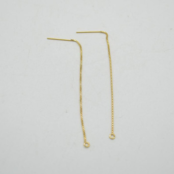 14K Gold Filled Findings - Gold Filled U-Threader Box Chain Drop Earring with Open Ring - 80mm - 2 Count- Made in USA 14K Gold Filled Findings - Gold Filled U-Threader Box Chain Drop Earring with Open Ring - 80mm - 2 Count- Made in USA