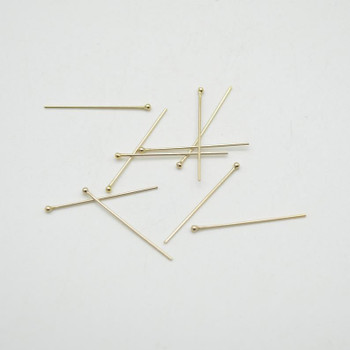 14K Gold Filled Findings - Gold Filled Ball Headpin - 0.63mm x 25.4mm - 5 or 10 Count - Made in China