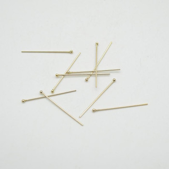 14K Gold Filled Findings - Gold Filled Ball Headpin - 0.63mm x 25.4mm - 5 or 10 Count - Made in China 14K Gold Filled Findings - Gold Filled Ball Headpin - 0.63mm x 25.4mm - 5 or 10 Count - Made in China