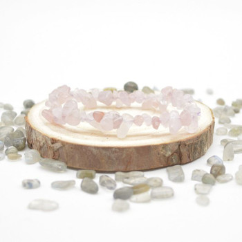 Madagascar Rose Quartz Gemstone Chip Bracelet / Beads Sample strand Madagascar Rose Quartz Gemstone Chip Bracelet / Beads Sample strand
