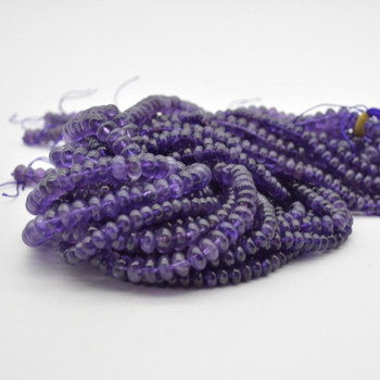 High Quality Grade A Natural Amethyst Semi-precious Gemstone Rondelle / Spacer Beads - 6mm, 8mm sizes - 15.5" strand