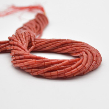 High Quality Red Coral (dyed from natural white coral) Semi-precious Gemstone Round Tube Beads - 4mm x 2mm - 15.5" strand High Quality Red Coral (dyed from natural white coral) Semi-precious Gemstone Round Tube Beads - 4mm x 2mm - 15.5" strand