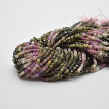 High Quality Grade A Natural Graduated Multi-Colour Tourmaline Semi-precious Gemstone Faceted Cube Beads - 2mm - 2.4mm - 15.5" strand High Quality Grade A Natural Graduated Multi-Colour Tourmaline Semi-precious Gemstone Faceted Cube Beads - 2mm - 2.4mm - 15.5" strand