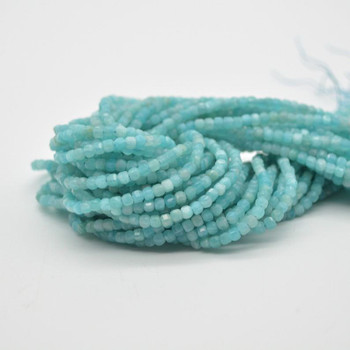 High Quality Grade A Natural Peruvian Amazonite Semi-precious Gemstone Faceted Cube Beads - 2mm - 2.5mm - 15.5" strand High Quality Grade A Natural Peruvian Amazonite Semi-precious Gemstone Faceted Cube Beads - 2mm - 2.5mm - 15.5" strand