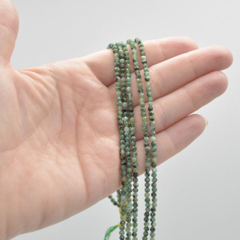 High Quality Grade A Natural Emerald Semi-Precious Gemstone FACETED Round Beads - 3mm - 15.5" strand