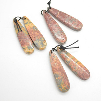 High Quality Grade A Natural Yellow Leopard Skin Jasper Semi-precious Gemstone Teardrop Earring / Beads - 4.5cm x 1.2cm - 1 pair High Quality Grade A Natural Yellow Leopard Skin Jasper Semi-precious Gemstone Teardrop Earring / Beads - 4.5cm x 1.2cm - 1 pair