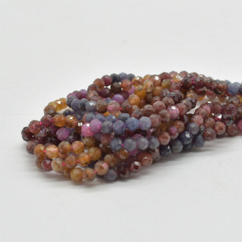 Natural Ruby Orange Sapphire Mixed Gradient Shades Semi-Precious Gemstone FACETED Round Beads - 3mm - 15" strand Natural Ruby Orange Sapphire Mixed Gradient Shades Semi-Precious Gemstone FACETED Round Beads - 3mm - 15" strand
