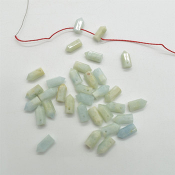 High Quality Grade A Natural Aquamarine Semi-Precious Gemstone SINGLE Point Pendant Beads -  1.2cm, 1.5cm - 1 or 5 count