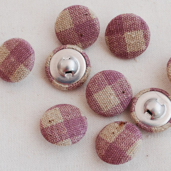 100 Fabric Covered Buttons - Purple Gingham - 2cm