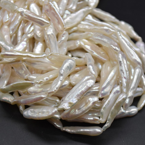 Freshwater Pearl Beads - Biwa Souffle Pearls - 22mm - 25mm x 6mm - 8mm - 15'' strand - For Jewellery Making