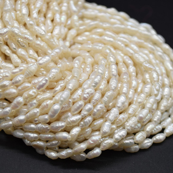 Freshwater Baroque Keshi Nugget Pearl Beads - White - 5mm - 6mm  x 3mm - 4mm - 15''  Strand - For Jewellery Making