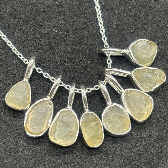 Mini Libyan Desert Glass Sterling Silver Pendant - Rare Gold Tektite Charm  For Jewellery Making - 1 Piece - 0.6mm-0.8mm