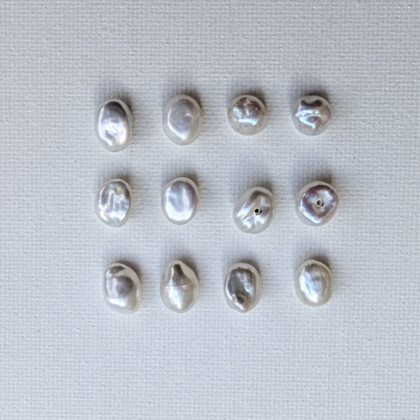 White Baroque Nugget Pearl Beads - Half Drilled - 7mm-8mm - 0.9mm Hole for Jewellery Making
