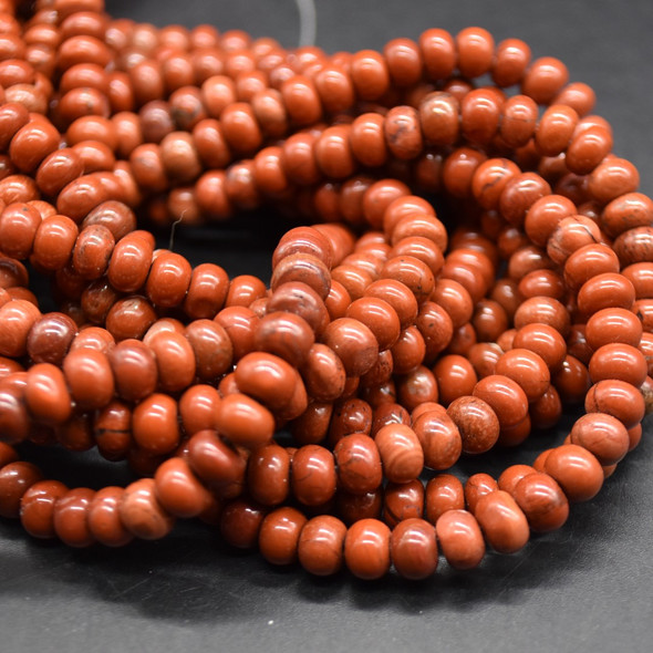 Red Jasper SMOOTH Rondelle Spacer Beads - 6mm x 4mm - 15'' Strand, for Jewellery making