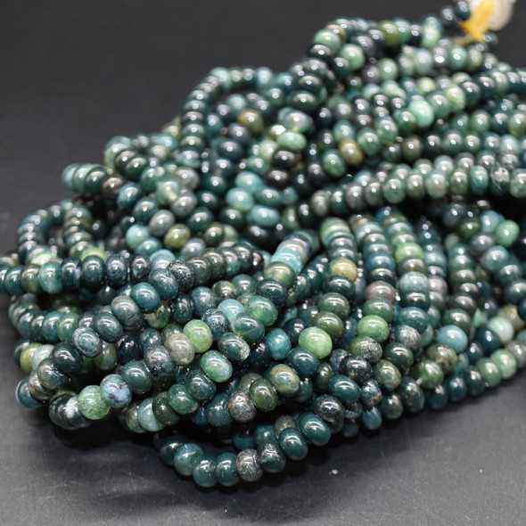 Moss Agate SMOOTH Rondelle Spacer Beads - 6mm x 4mm - 15'' Strand, for Jewellery making
