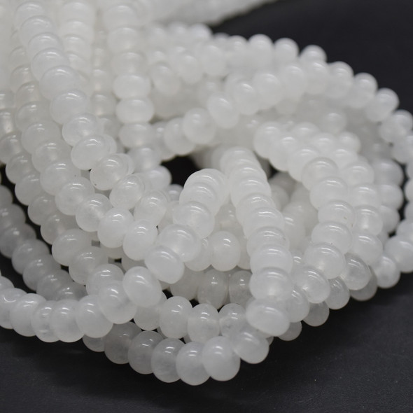 White Snow Jade Agate SMOOTH Rondelle Spacer Beads - 6mm x 4mm - 15'' Strand, for Jewellery making