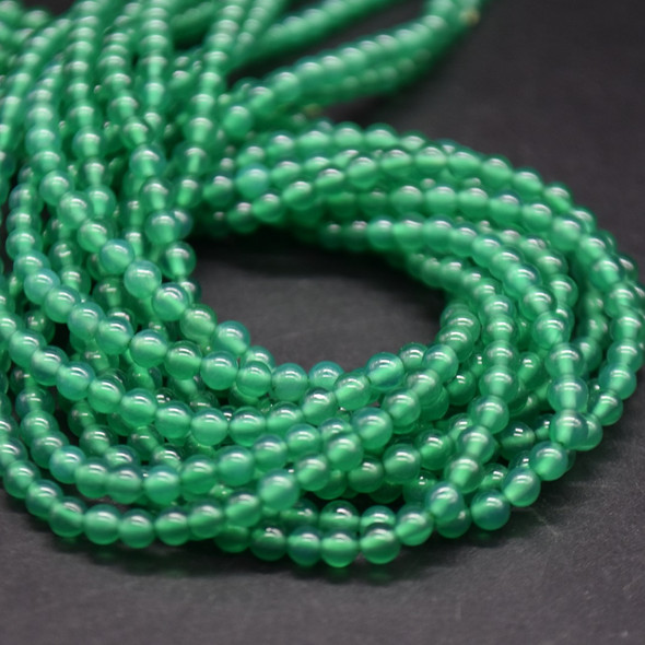 Green Agate Gemstone SMOOTH Round Beads  3mm  15 Strand, for Jewellery making, DIY
