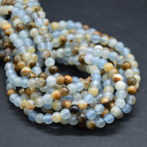 Blue Aquatine Lemurian Calcite Gemstone SMOOTH Round Beads  3mm  15 Strand, for Jewellery making, DIY