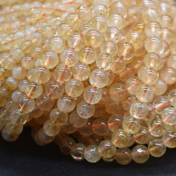 Cloudy Citrine Gemstone Round Beads - 4mm - 14'' strand - Jewellery Making Supplies | Crystal Beads