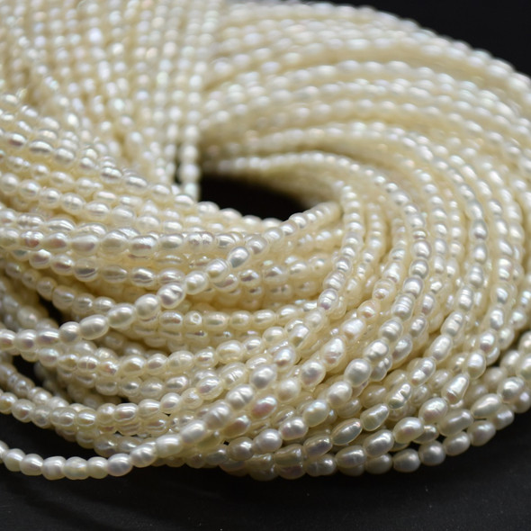 Freshwater Pearl Beads - Rice Pearls - White - 2mm - 2.5mm - 15'' Strand - For Jewellery Making - DIY Necklace Bracelet