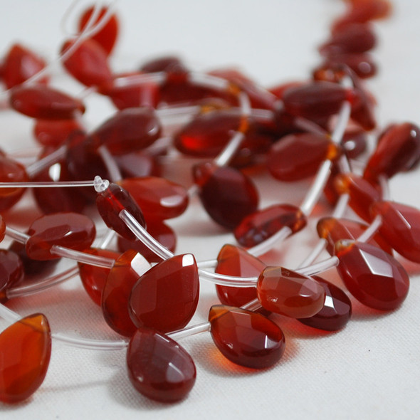 10 High Quality Red Agate Semi-precious Gemstone Faceted Teardrop Beads / Pendant 12mm 14mm 18mm
