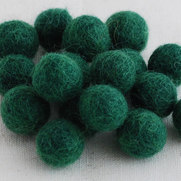 100% Wool Felt Balls - 1.5cm - Dark Green - 25 Count / 100 Count