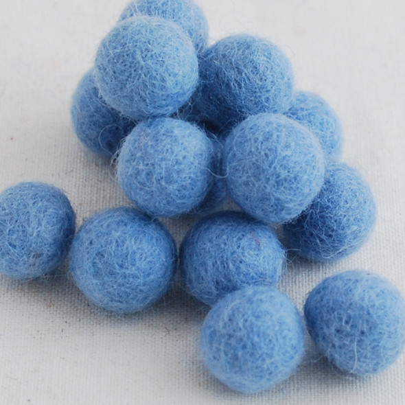 100% Wool Felt Balls - 1.5cm - French Blue - 25 Count / 100 Count