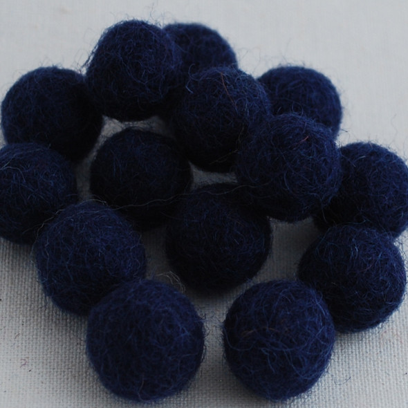 100% Wool Felt Balls - 1.5cm - Navy - 25 Count / 100 Count