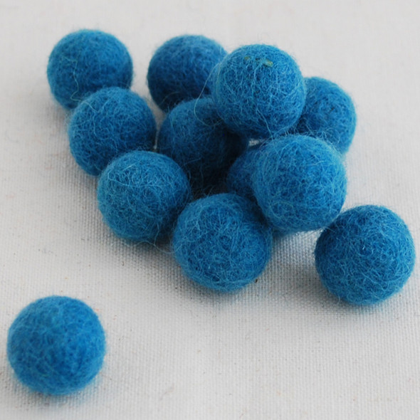 100% Wool Felt Balls - 1.5cm - Teal Blue - 25 Count / 100 Count