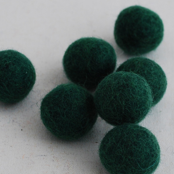100% Wool Felt Balls - 2.5cm - Dark Green - 20 Count / 100 Count