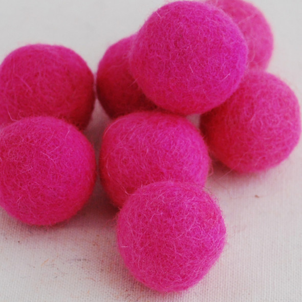 100% Wool Felt Balls - 2.5cm - Hot Pink - 20 Count / 100 Count