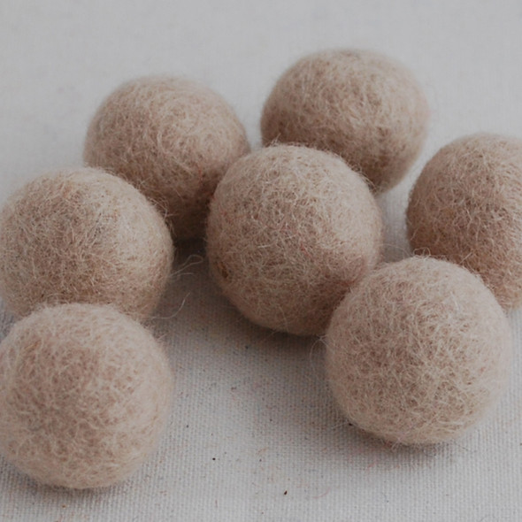 100% Wool Felt Balls - 2.5cm - Light Latte - 20 Count / 100 Count