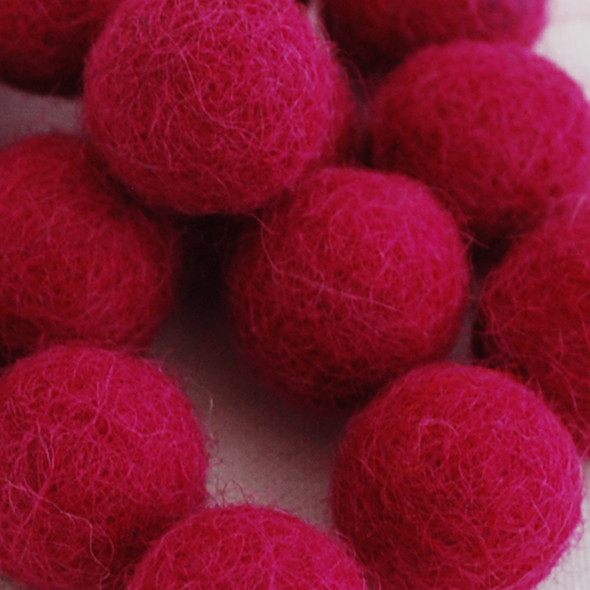 100% Wool Felt Balls - 2cm - Azalea Pink - 20 Count / 100 Count