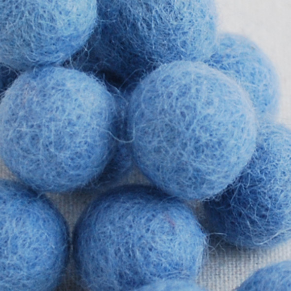 100% Wool Felt Balls - 2cm - French Blue - 20 Count / 100 Count