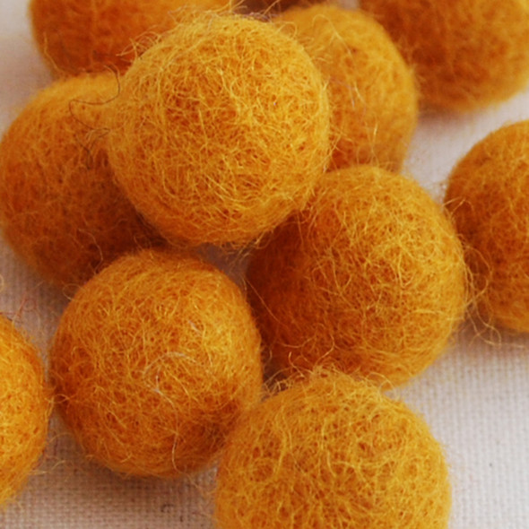 100% Wool Felt Balls - 2cm - Orange - 20 Count / 100 Count