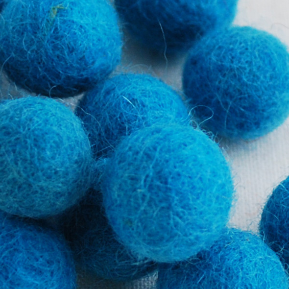 100% Wool Felt Balls - 2cm - Teal Blue - 20 Count / 100 Count
