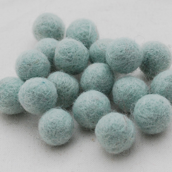 100% Wool Felt Balls - 1.5cm - Powder Blue - 25 Count / 100 Count