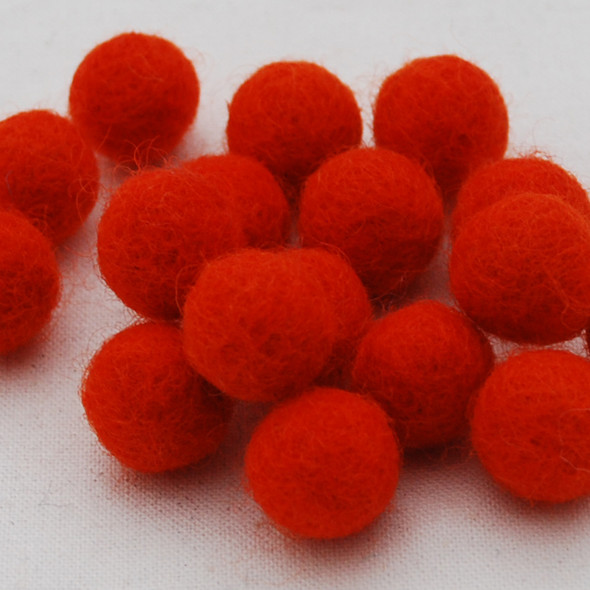 100% Wool Felt Balls - 1.5cm - Tangelo Orange - 25 Count / 100 Count