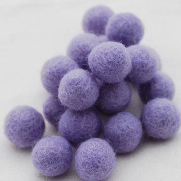 100% Wool Felt Balls - 1.5cm - Pastel Purple - 25 Count / 100 Count
