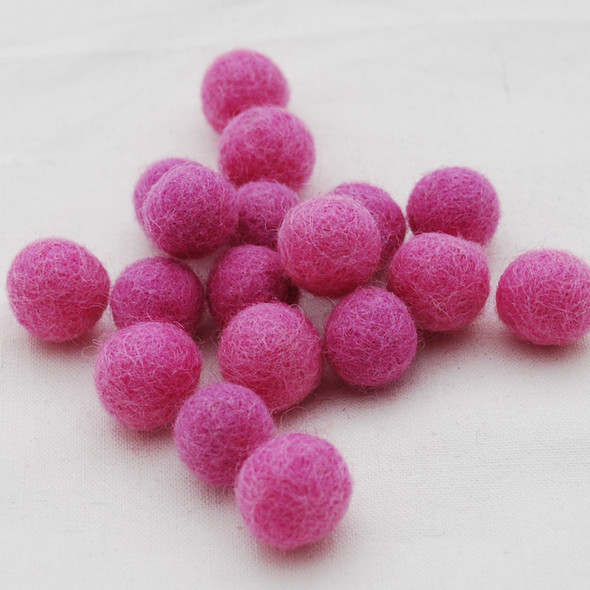100% Wool Felt Balls - 1.5cm - Tulip Pink - 25 Count / 100 Count