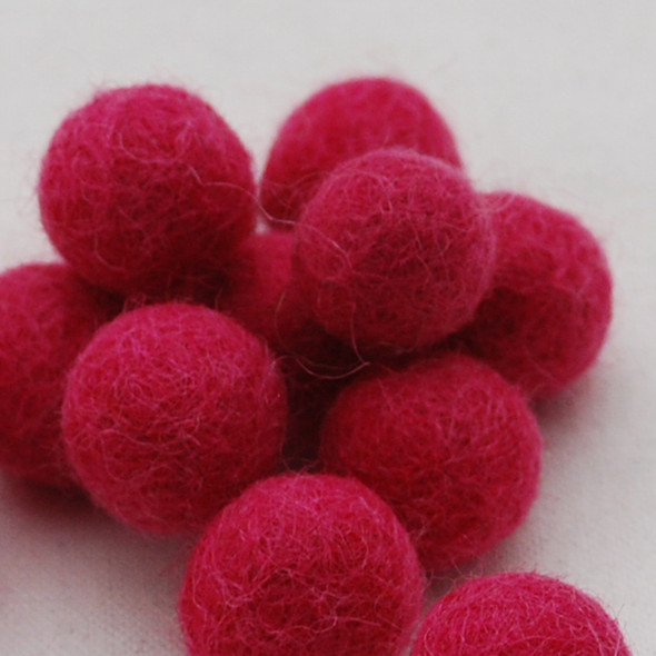 100% Wool Felt Balls - 2cm - Ruby Pink - 20 Count / 100 Count