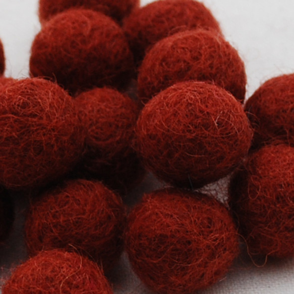 100% Wool Felt Balls - 2cm - Dark Chestnut Red - 20 Count / 100 Count